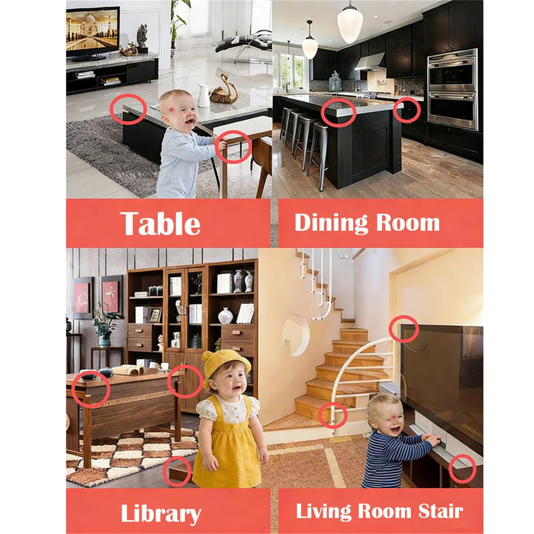 12 Pack Soft Corner Protector Baby Proofing Edge & Corner Guards, Furniture Safety Bumper for Table, Fireplace, Stair, Cabinet, (Beige)