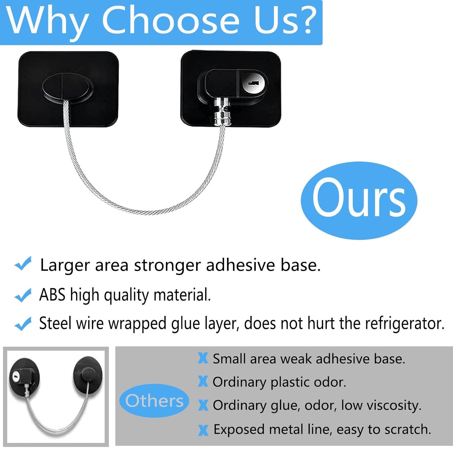 Upgraded Child Proof Refrigerator Door Lock, Large Base 1-Pack, Fridge Locks for Kids with Key