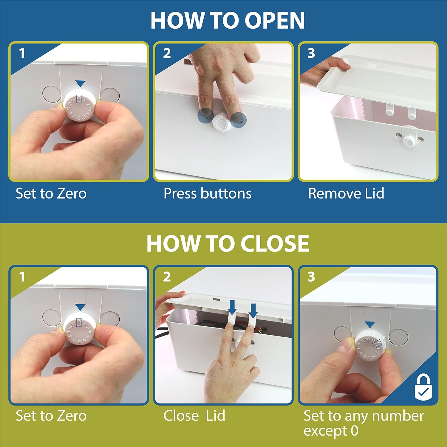 Power Strip Cover Box - Effectively Baby Proofs Power Strip on Floor or Wall. Large 13" with Double Lock, Convenient Side Openings for Cords & Cables. Protects Small Hands & Fingers