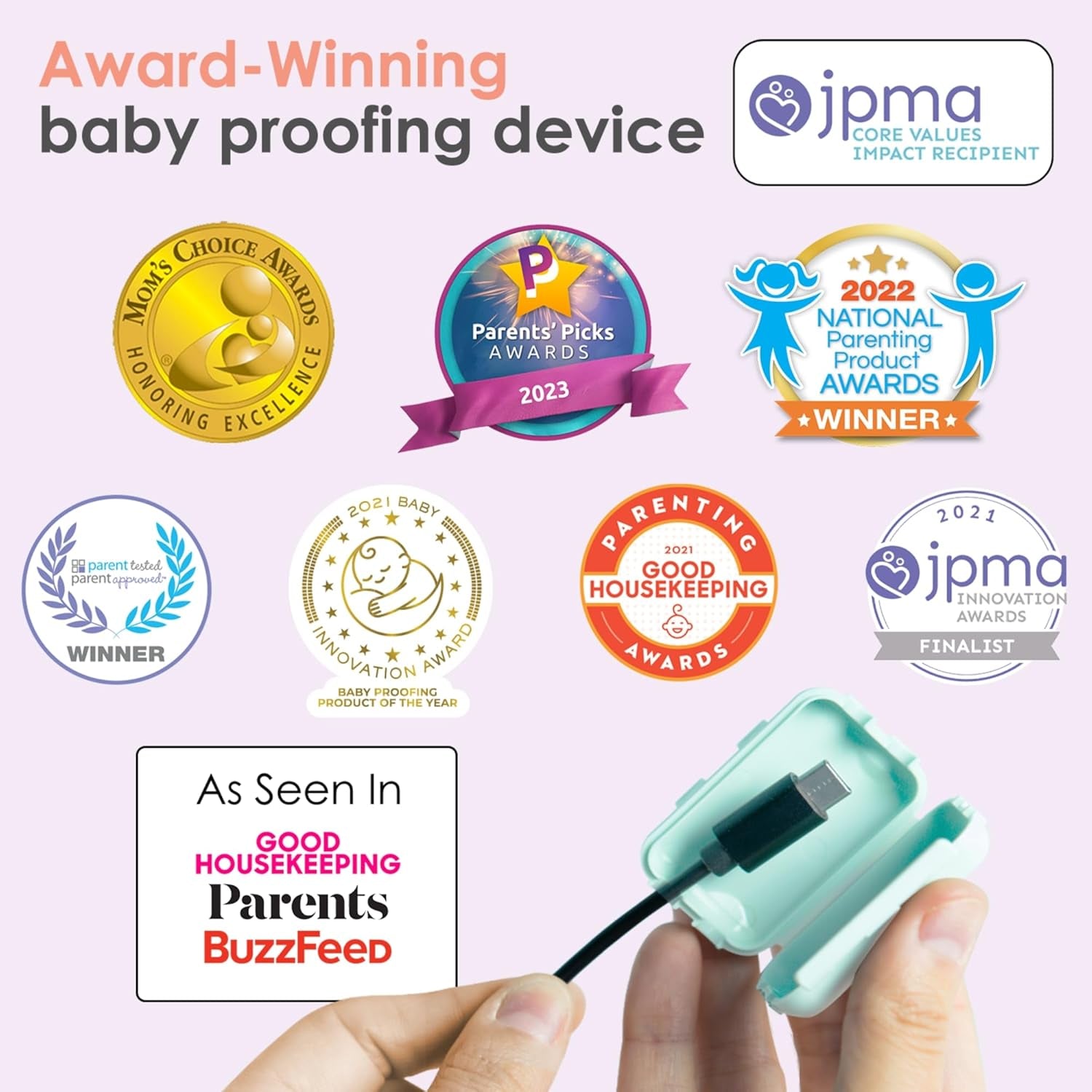 Watch Your Mouth Baby Proof Cord Cover | Award-Winning USB Charger Cover for Baby Proofing Cords | BPA & Phthalate-Free Charger Cover Protector | Electrical Safety Baby Products, (6-Pack, Dusty Aqua)