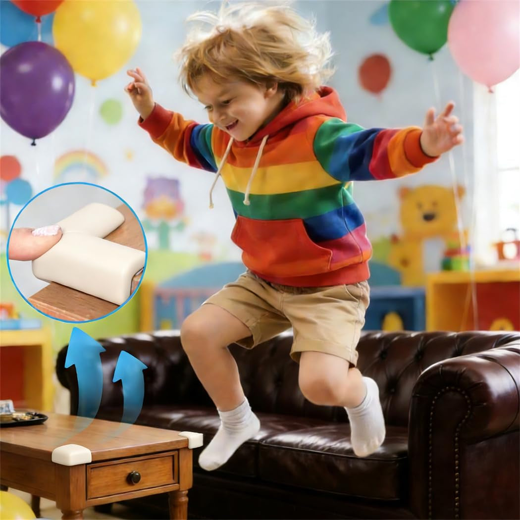 12 Pack Soft Corner Protector Baby Proofing Edge & Corner Guards, Furniture Safety Bumper for Table, Fireplace, Stair, Cabinet, (Beige)