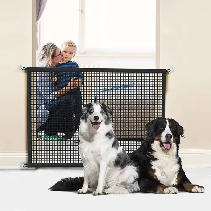 No-Drill Mesh Safety Gate - Foldable Pet Barrier for Stairs/Kitchen/Doors, Indoor Childproof Fence with Hook Lock System