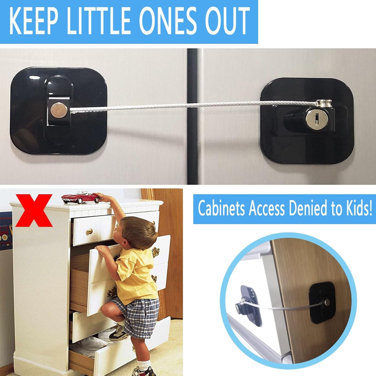 Upgraded Child Proof Refrigerator Door Lock, Large Base 1-Pack, Fridge Locks for Kids with Key